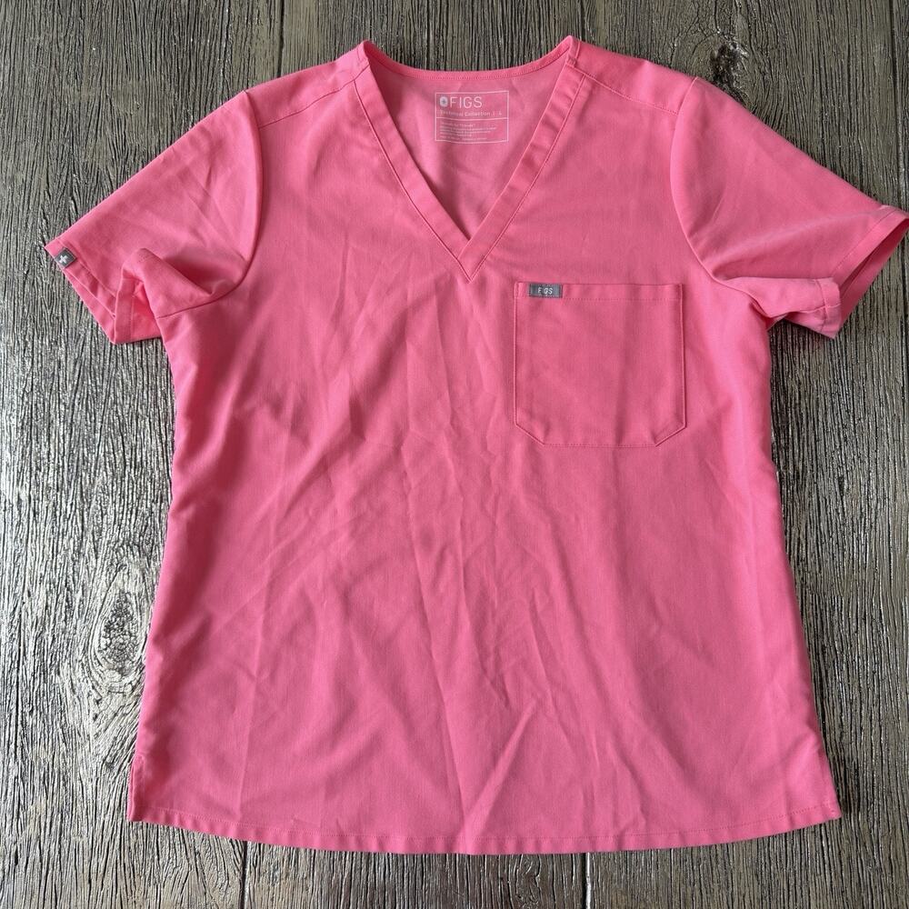 FIGS Technical Collection Limited Edition Pink Catarina OnePocket Scrub Top Sz L